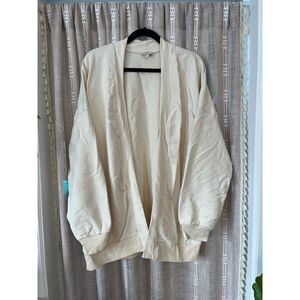 nlt cream easy oversized french terry cardigan